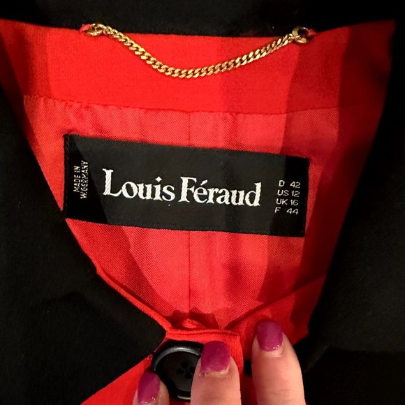 80s Vintage size 12 Louis Féraud Victorian Equestrian Red & Black Jacket - Picture 5 of 7